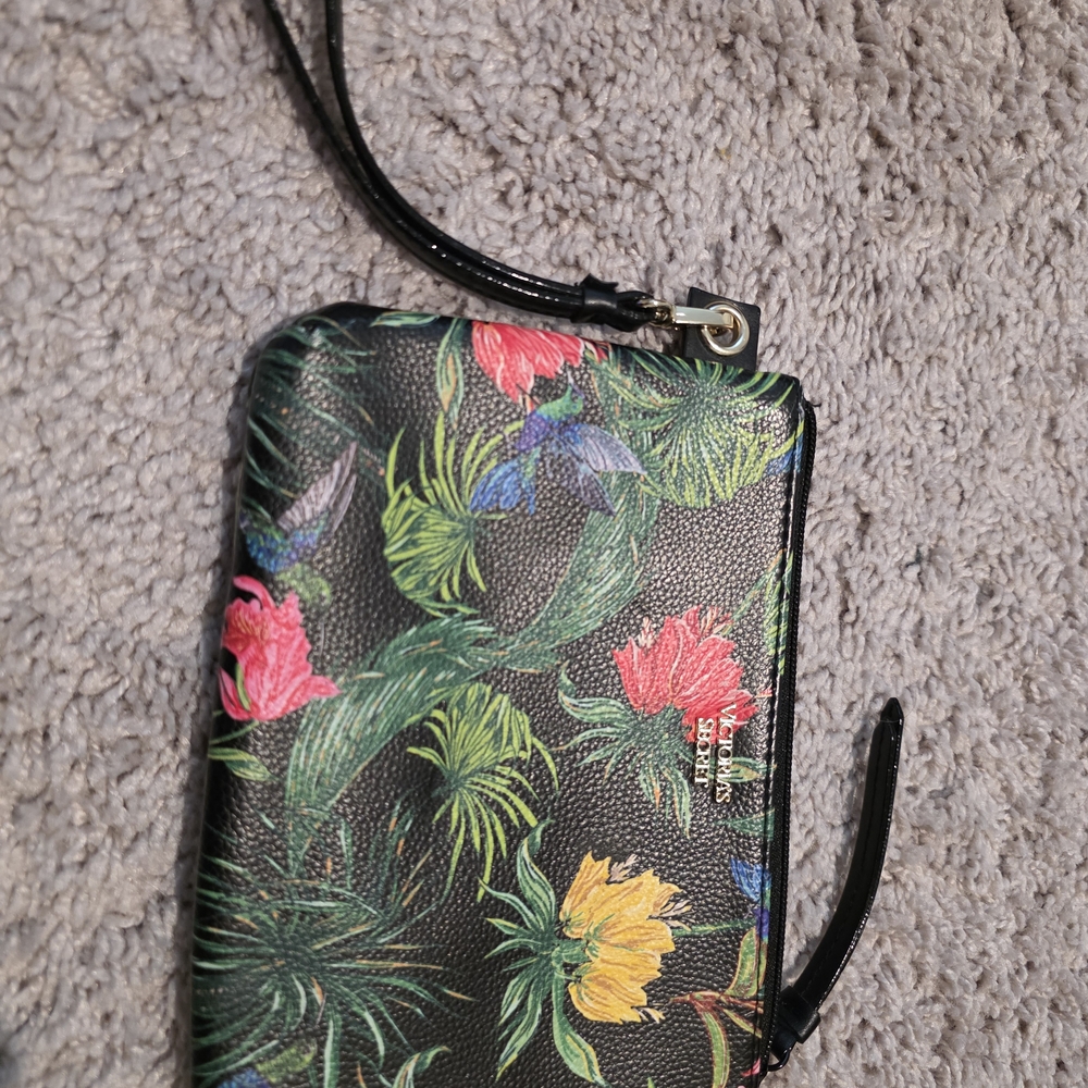 Victoria's Secret Floral Wristlet Clutch Wallet Purse